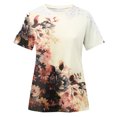 thumbnail image 3 of Wycnly Womens Tops Dressy Casual Vintage Floral Lace Patchwork Comfy Lightweight Going out Tunic Shirts Summer Short Sleeve Round Neck Tops Leopard Print Blouse Brown XXL, 3 of 4