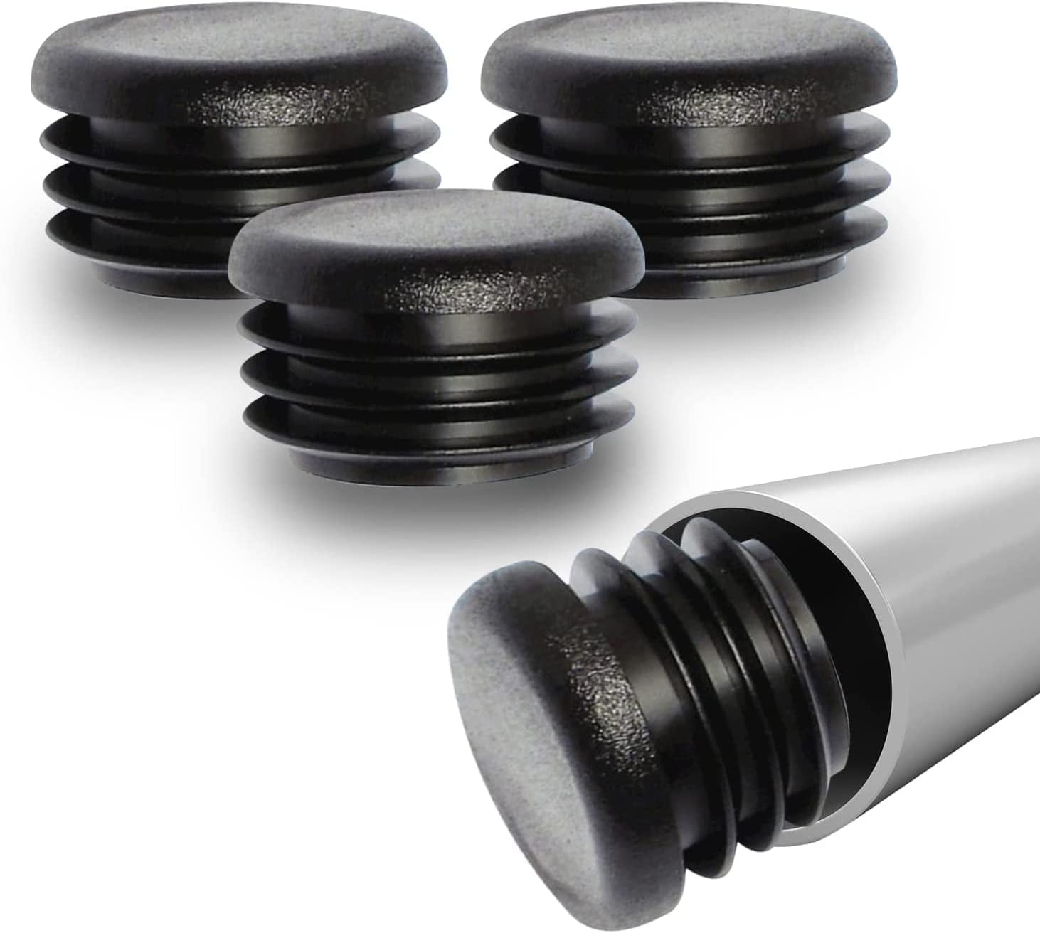 Prescott Plastics 1" Inch Round Plastic Plug Insert (50 Pack), Black