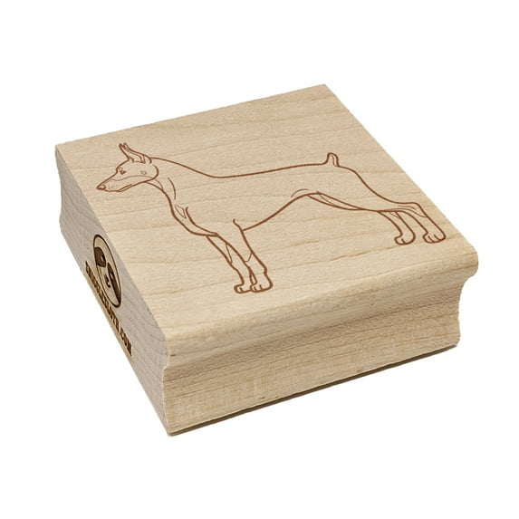 Courageous Doberman Pinscher Pet Dog Square Rubber Stamp Stamping Scrapbooking Crafting - Medium 1.75in
