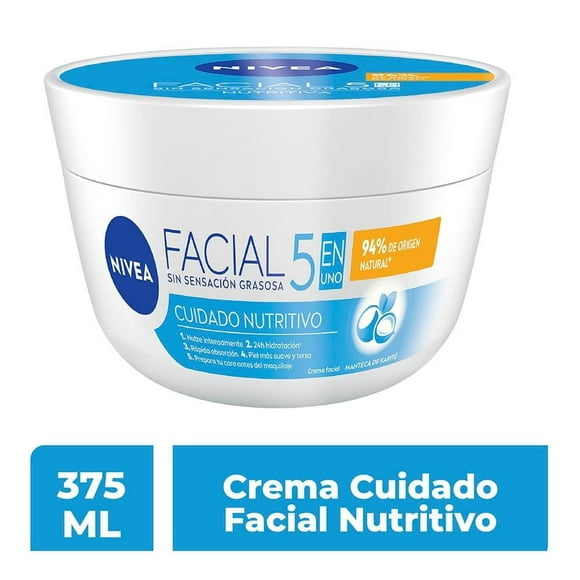Crema facial NIVEA Cuidado Facial 5en1 hidratante nutritivo 375 ml