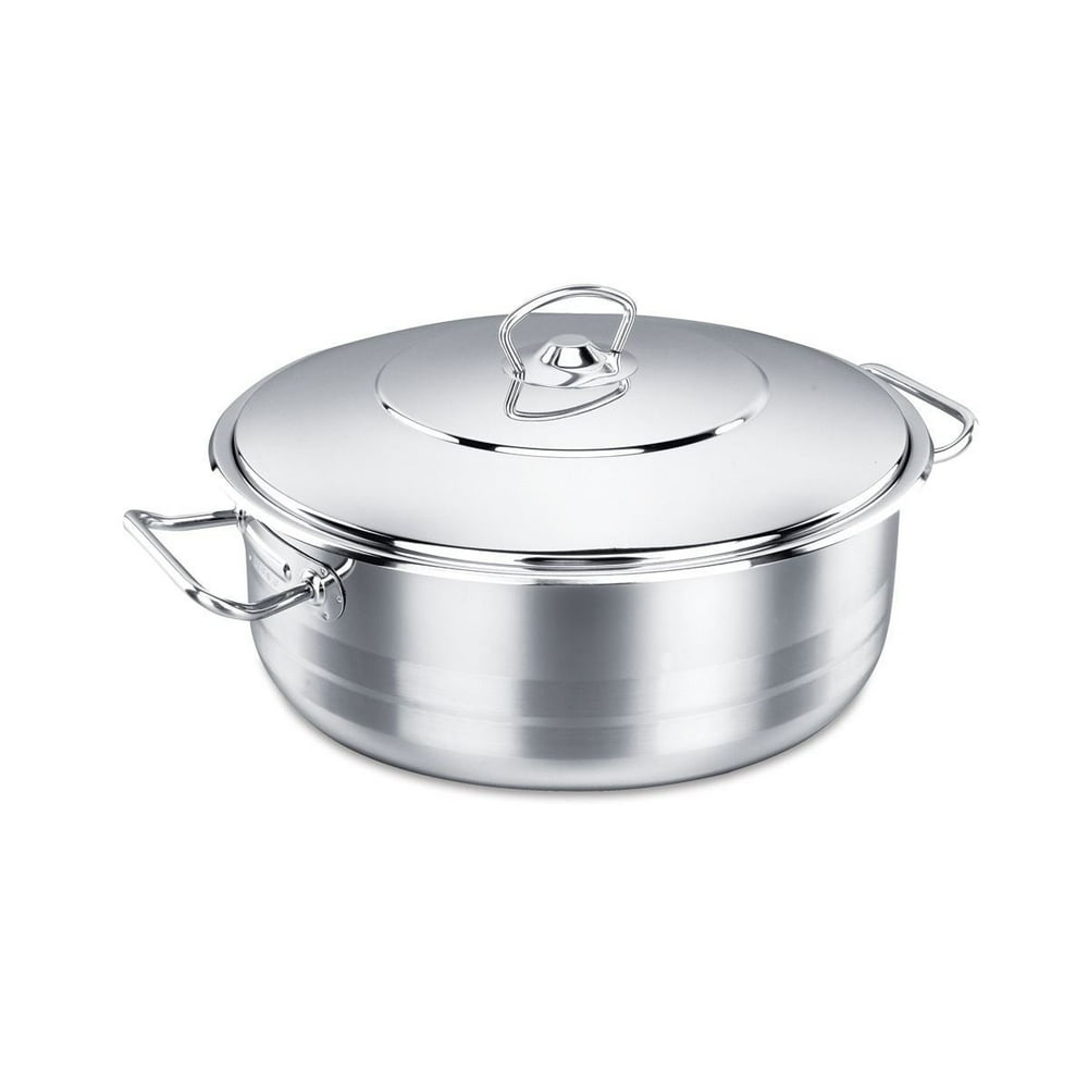 Korkmaz Classic 18/10 Stainless Steel Dutch Oven Shallow Covered Stockpot Cookware Induction