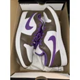 thumbnail image 5 of N I-K-E A i r-Jor-dan 1 Low Mens Size 11 Palomino White Wild Berry Purple Tried On, 5 of 5