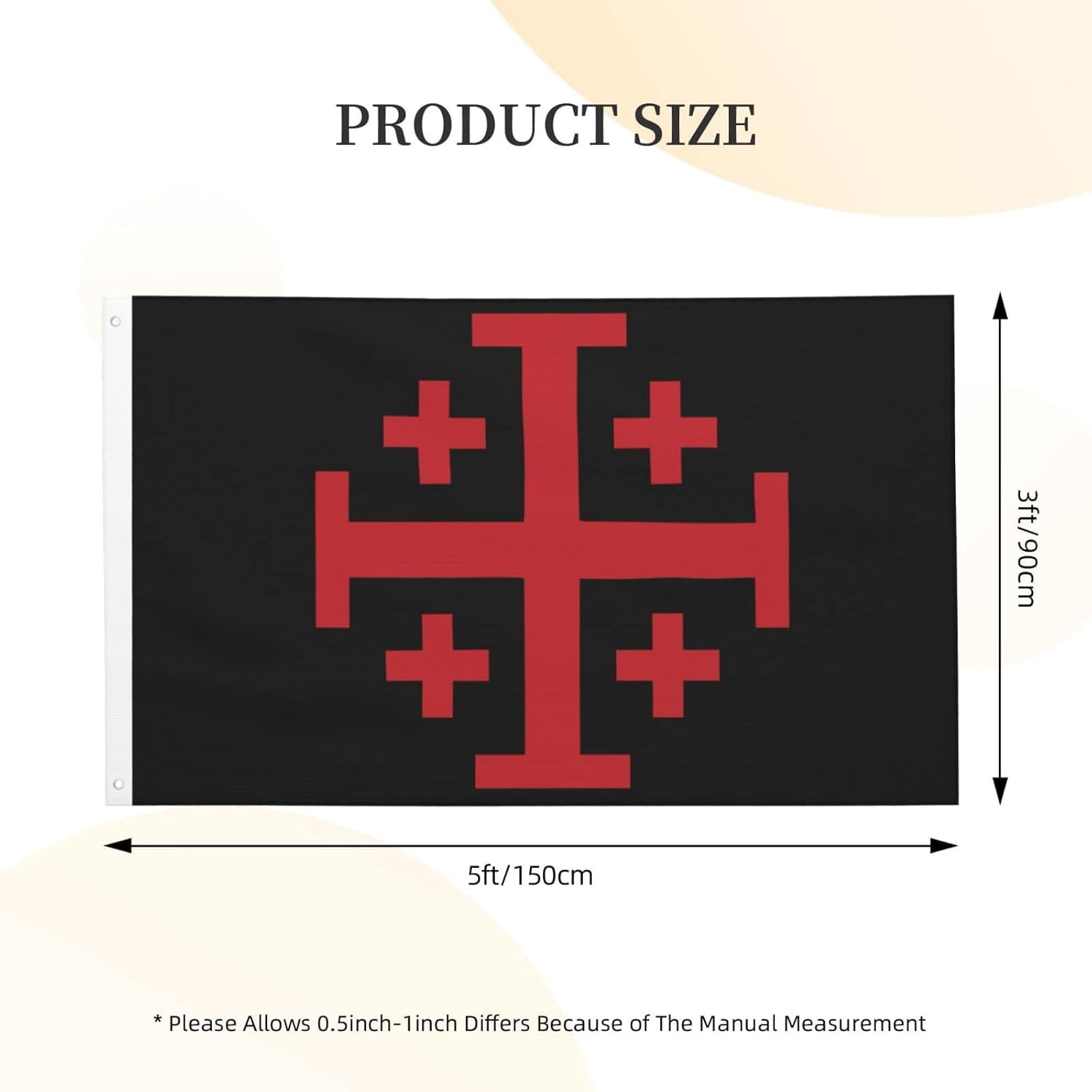 Jerusalem Catholic Cross Flag 3x5 Feet Double-Sided Outdoor Decoration