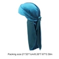 thumbnail image 2 of Velour Headwraps Assorted Colors Long Tail Pirate Color Luxury Long Tail Hat Windproof Single Layer Attractive Elasticity Comfortable Hair Bonnet Blue, 2 of 4