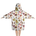 thumbnail image 2 of Brown Mushroom Leaf White Pattern Blanket Hoodies for Kids 6-13YR Oversize Wearable Blanket Hoodies for Boys Girls Teens, 2 of 7