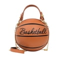 thumbnail image 1 of Bolso bandolera con forma de baloncesto, informal, con cremallera, de PU, para el trabajo y cosméticos. Marrón, 1 of 9
