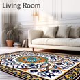 thumbnail image 2 of ODIKA 4x6 Machine Washable Non-Slip Area Rug, Celestial Folklore Motif with Whimsical Foliage and Radiant Accents High Traffic Rug with Pad, Orange, 464596, 2 of 8