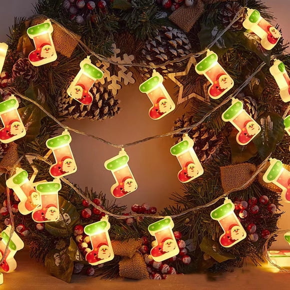 Luz navideña, decoración de árbol de Navidad de 300cm para festival, dormitorio, jardín, Patio calcetín navideño Yinane Luces de cadena