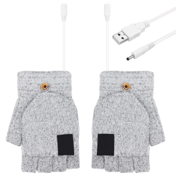 SOPOTUTU Heated Computer Mouse Gloves for Cold Weather Users, USB Powered, 1 Pair, Grey, Warm Hand