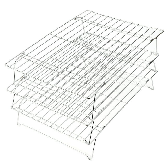 Versatile Rack Foldable 3-Tier Cooling Grid, BBQ Cooling Rack, Pies Pastries For Cooling Biscuits Cakes