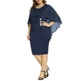thumbnail image 3 of LilyLLL Plus Size Womens Evening Party OL Office Workwear Chiffon Sheath Dress, 3 of 6