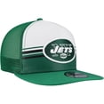 thumbnail image 3 of Men's New Era White/Green New York Jets Striped A-Frame 9FIFTY Adjustable Trucker Snapback Hat, 3 of 5