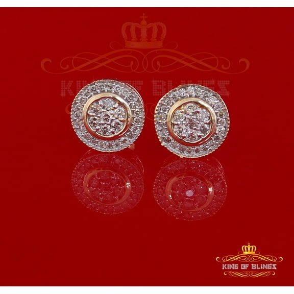 King of Bling's 10K Real Yellow Gold Real Diamond 0.50CT Men's/Women's Stud Round Earring