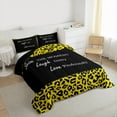 thumbnail image 3 of jejeloiu Inspirational Quote Theme Queen Comforter Set,Wild Cheetah Texture Bedding Sets,Yellow Black Bedding Comforter Set For Girls Boys,Microfiber Bedroom Decor Reversible,3pcs, 3 of 8