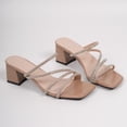 thumbnail image 4 of hoksml Women Multi Rhinestone Strap Block Heel Square Toe Slide Sandals Open Toe PU Slip On Summer Dress Shoes, 4 of 9