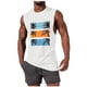 thumbnail image 2 of Camiseta sin mangas de cuello redondo para hombre, informal, a la moda, con estampado, deportiva, de poliéster, 2 of 5