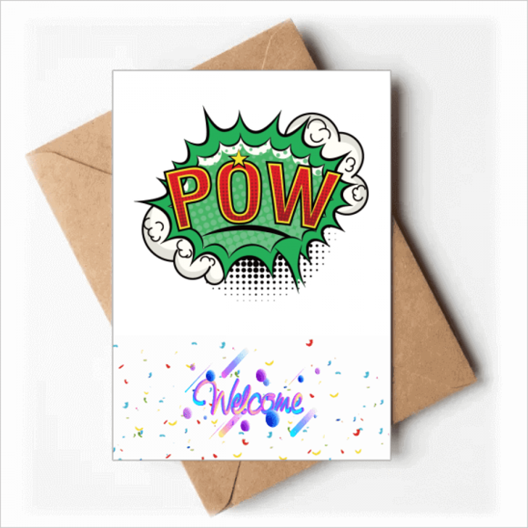 Bubble Pow Vert Cartoon Dialogue Bienvenue Retour Cartes de Voeux Enveloppes Vierges
