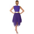thumbnail image 4 of YiZYiF Women's Praise Dance Outfits Sleeveless Overlay Worship Dress with Wide Leg Pants Set Purple XL, 4 of 7
