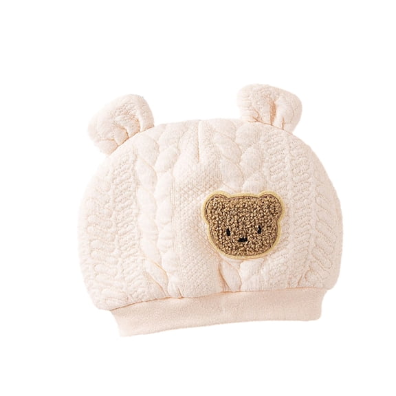 Cartoon Bear Baby Hat Thicked Warm Bonnet 3-Layer Infant Caps Neutral Gender for 0-3 Years Baby Girls Boy