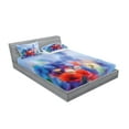 thumbnail image 2 of Ambesonne Flower Fitted Sheet & Pillow Sham Set, Painting Effect, Queen, Red Blue, 2 of 2