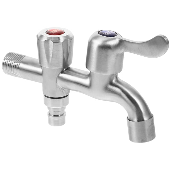 OUNONA 304 Stainless Steel Washing Machine Faucet with Dual Outlets, Outdoor Freeze-Resistant Garden and Laundry Tap