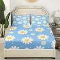 thumbnail image 2 of Erosebridal Rustic Groovy Fitted Sheet Full, Daisy Flower Bedding Set Full Size, Blue 3-Piece（No Top Sheet）, 2 of 6
