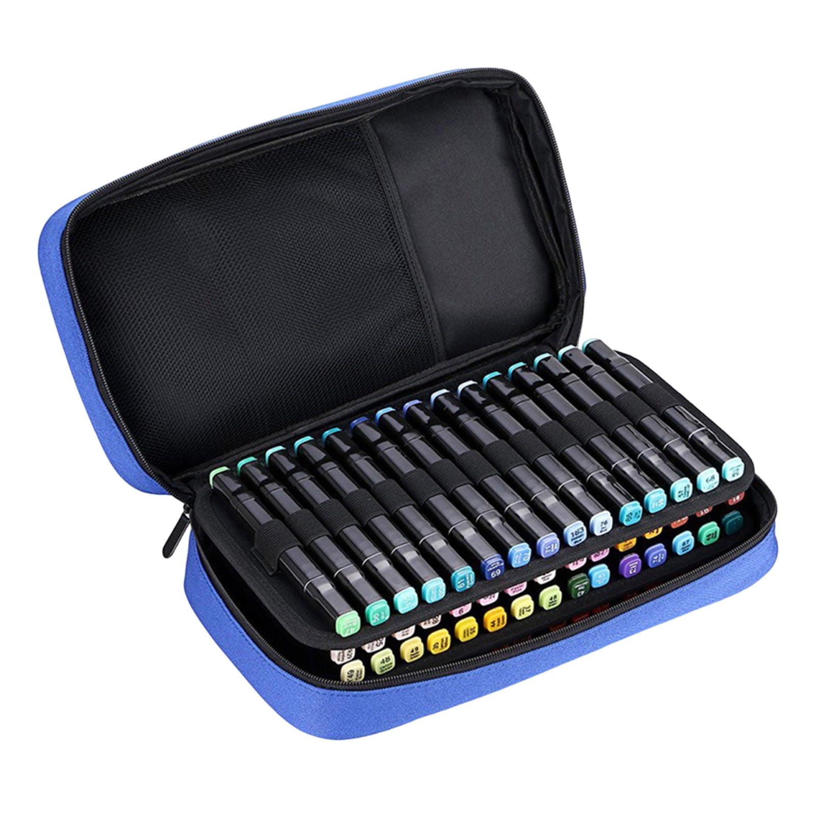 DZQMTKX Large Capacity Storage Pouch, 60 Slot Marker Organizer for Artists, Travel Makeup Bag with Handle, Canvas Cosmetic Case for Accessories, Desk Organizer Pouch for Office Supplies