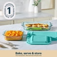 thumbnail image 4 of Pyrex Sculpted Tinted Glass 3QT/9x13" Rectangle + 2QT/8" Square Baking Dishes, 4-pc Set, Aqua, 4 of 8