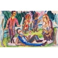 thumbnail image 2 of Ernst Ludwig Kirchner 24x17 Gold Ornate Framed and Double Matted Museum Art Print Titled - Family on the Meadow (1922), 2 of 4