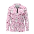 thumbnail image 4 of Yuyamidu Pink Snowman Long Sleeve Golf Shirt for Women Cute Tennis Outfits Top Christmas Quarter Zip Golf Activewear Size 2XL, 4 of 8