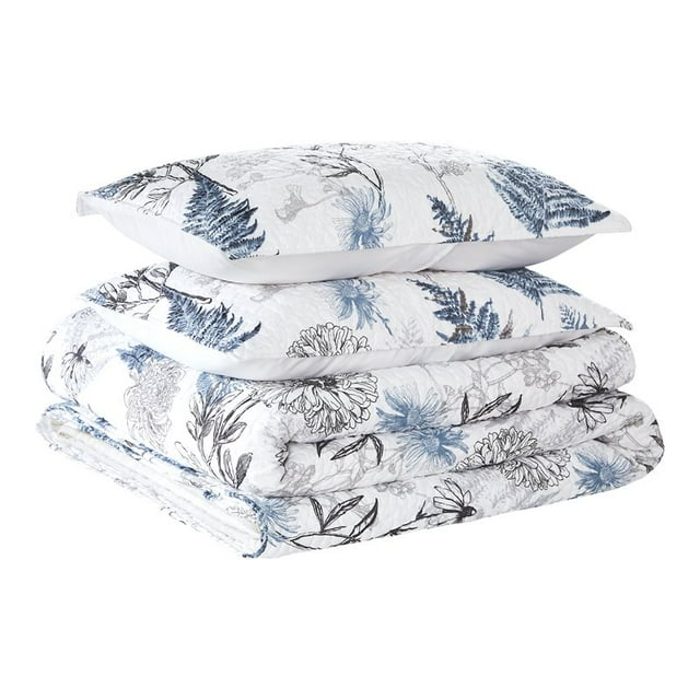 AeroSoft Bailey 3-piece Contemporary Microfiber Queen Quilt Set in White