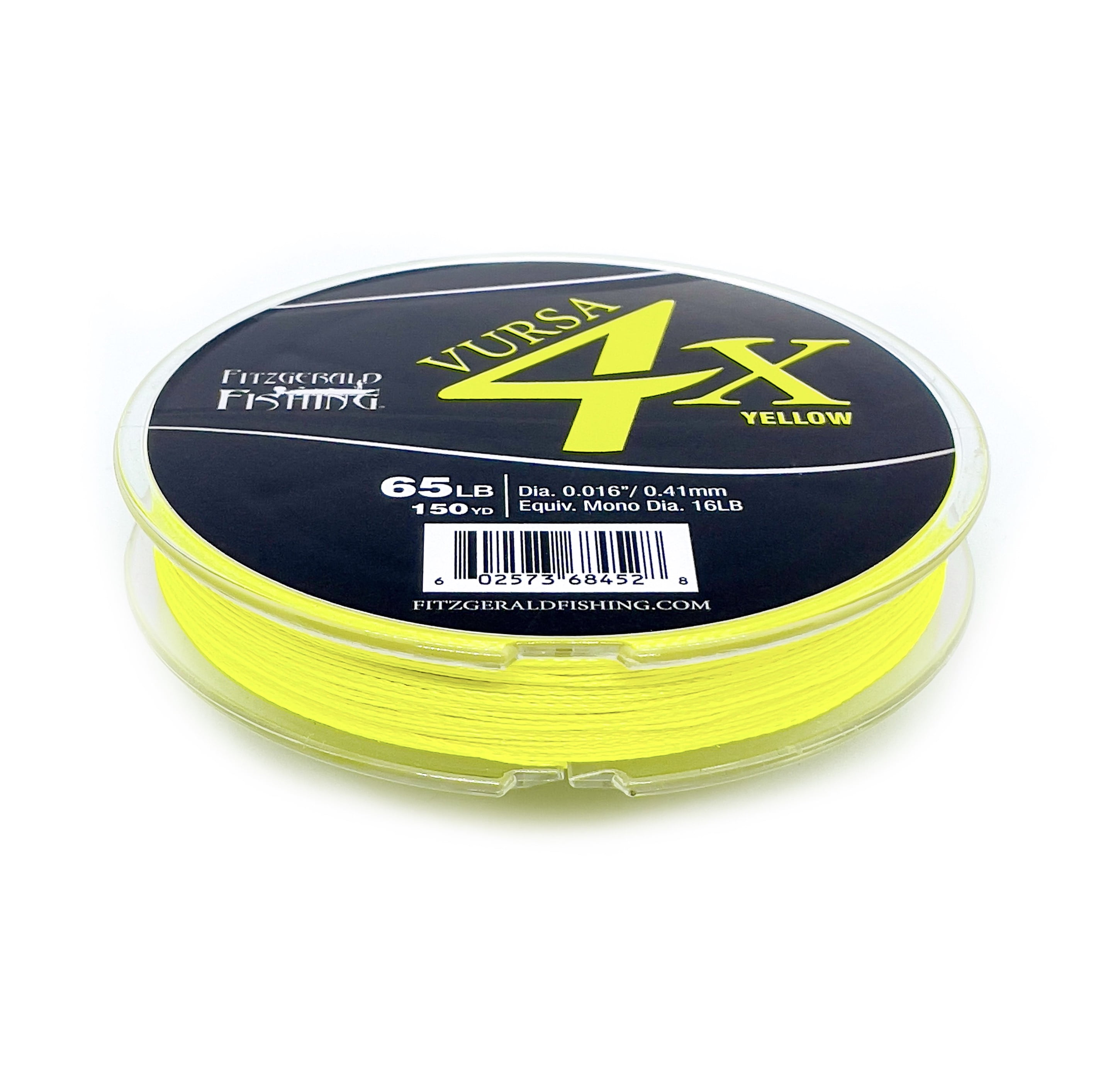 Fitzgerald Vursa 4X Braided Fishing Line, 15 lb 150 yd, HiVis Yellow
