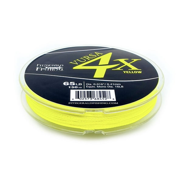 Fitzgerald Vursa 4X Braided Fishing Line, 15 lb 150 yd, HiVis Yellow