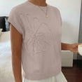 thumbnail image 5 of AnuYalue Womens Short Sleeve Sweater Trendy Floral Pullover Sweaters Summer Casual Crewneck Lightweight Knit Tops, 5 of 9