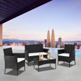 thumbnail image 3 of 4 Piece Patio Furniture Set, Outdoor Wicker Rattan Sectional Sofa, Conversation Set with Tempered Glass Coffee Table& Cushion, All Weather Outdoor Patio Couch, 3 of 9