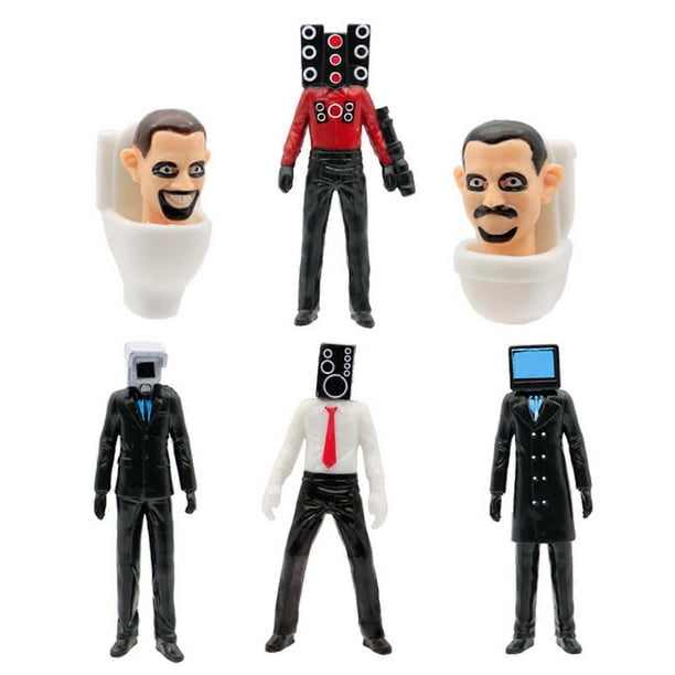 Cartoon Toilet Man VS Surveillance Man Figures Toy Ornaments Unique Design Simulation Miniature Models for Living Room