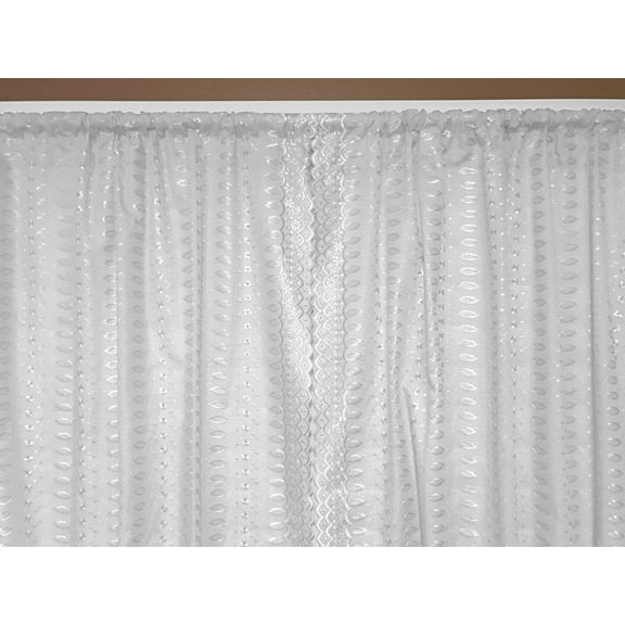Cotton Eyelet Window Curtains Scalloped Sides (2 Piece Set) 42" Wide Panels White