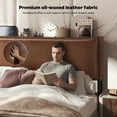 thumbnail image 3 of Patbrela Headboard Queen Size, Luxury Oil-Waxed Leather Upholstered Headboard with Adjustable Height Headboard from 42.1" to 46.1", Brown, 3 of 10