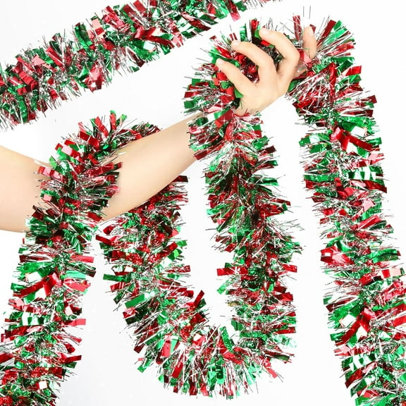 50 Feet Christmas Tinsel Garland Metallic Twist Shiny Garland for Xmas Christmas Tree Decorations,Holiday Home Party Supplies Indoor Outdoor Decor