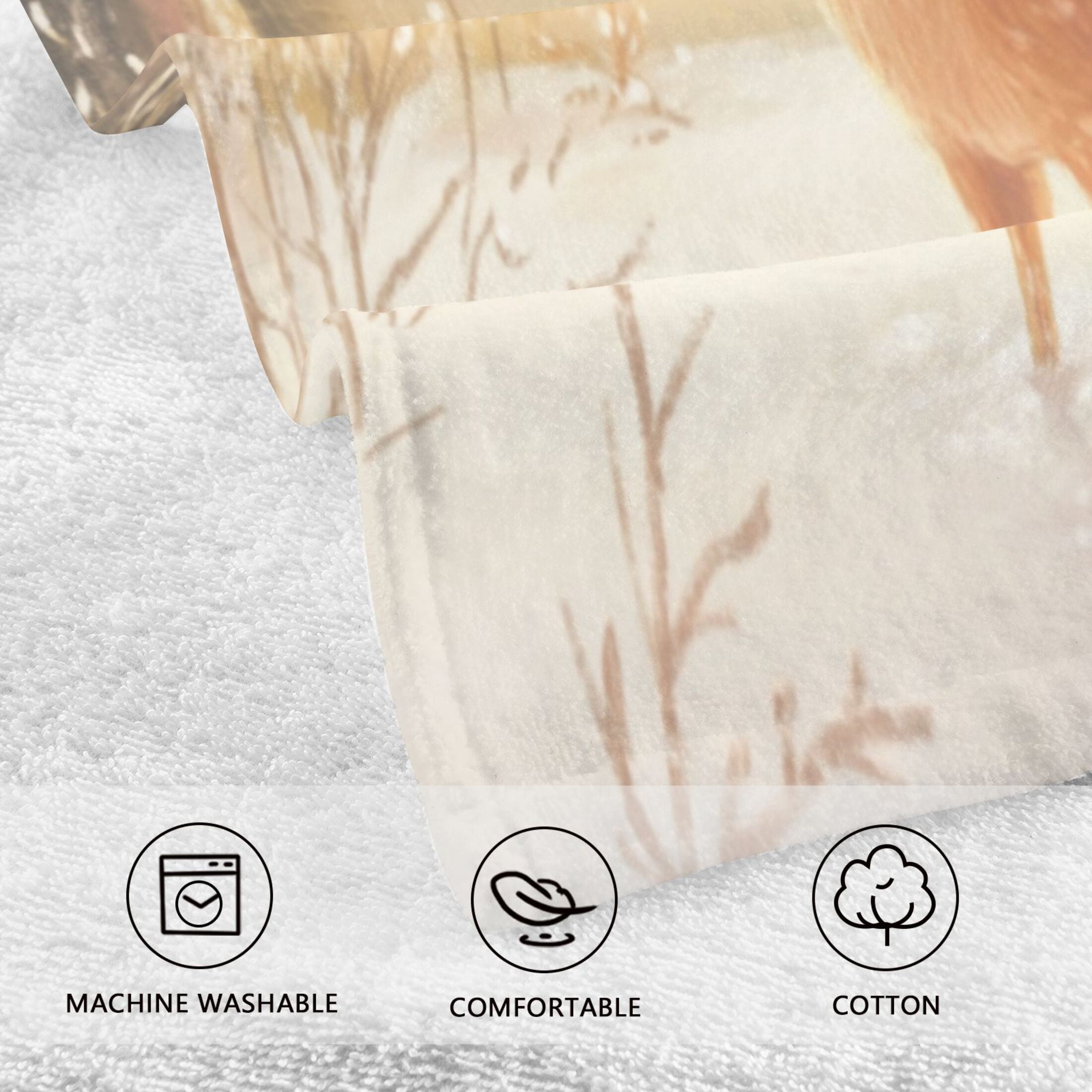 Cotton Towel Two-Piece 16x28 Inch One Sizex2 Face Towel Set Towel Set Cotton Hand Bath Towel Bathroom Beach Christmas Snow Deer