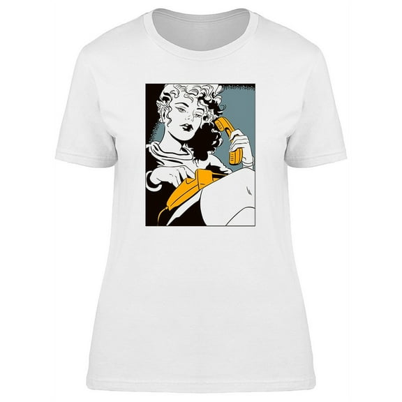Pop Art Girl Calling On Phone T-Shirt Women -Image by Shutterstock, Female Small