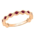 thumbnail image 1 of Dazzlingrock Collection Round Ruby 11 Stone Stackable Wave Band Ring for Women (Color Red, Clarity Highly Included) in 10K Rose Gold, Size 6, 1 of 4