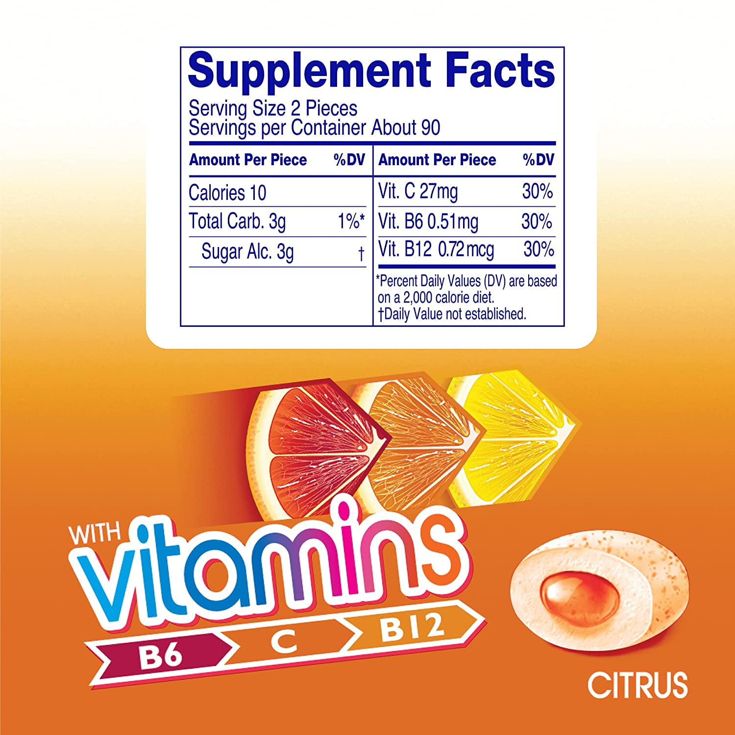 Mentos Pure Fresh Sugar-Free Chewing Gum with Xylitol, Citrus Flavor, Vitamins B6, B12 and C, Bottle of 45 (Bulk Pack of 4)