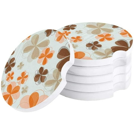 

KXMDXA Autumn Style Flower Plant Set of 4 Car Coaster for Drinks Absorbent Ceramic Stone Coasters Cup Mat with Cork Base for Home Kitchen Room Coffee Table Bar Decor