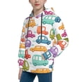 thumbnail image 2 of Lsque Doodle Cars Patten Youth Hoodie Sweatshirt Pullover with Kangaroo Pocket Boys and Girls Hoodie Warm Hoodie for Kids-Small, 2 of 6