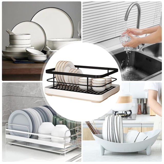 Kitchen Dish Drying Rack with Integrated Cutlery Holder and Efficient Tray for Organized Countertop