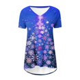 thumbnail image 4 of Camiseta Impresa con Cuello en V de Manga de Raglan de la Parte Trasera Larga Delantera Corta de las Mujeres de Navidad, Vacaciones Informales, 4 of 8