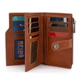 thumbnail image 2 of Wrangler Women's Bifold Wallet with Zipper, ID Window & Card Holder – Stylish and Functional, Brown, 2 of 6