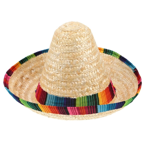 Shisuyan 1Pack Mexican Straw Hat Beige Round Sombrero For Adults Kids Fiesta Party Accessory 13.76In Diameter