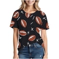 thumbnail image 2 of Womens Football Print T-Shirt for Women Game Day, Casual Short Sleeve Crew Neck Tee Top, Plus Size Black Sporty Shirt,Size 5XL, 2 of 7